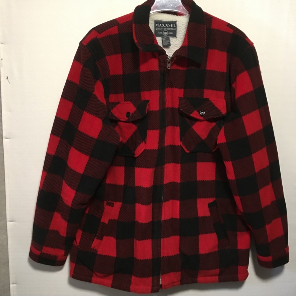 Buffalo Plaid Zip Up Sherpa Lined Shacket 4XL MAXXSEL QUALITY OUTERWEAR …